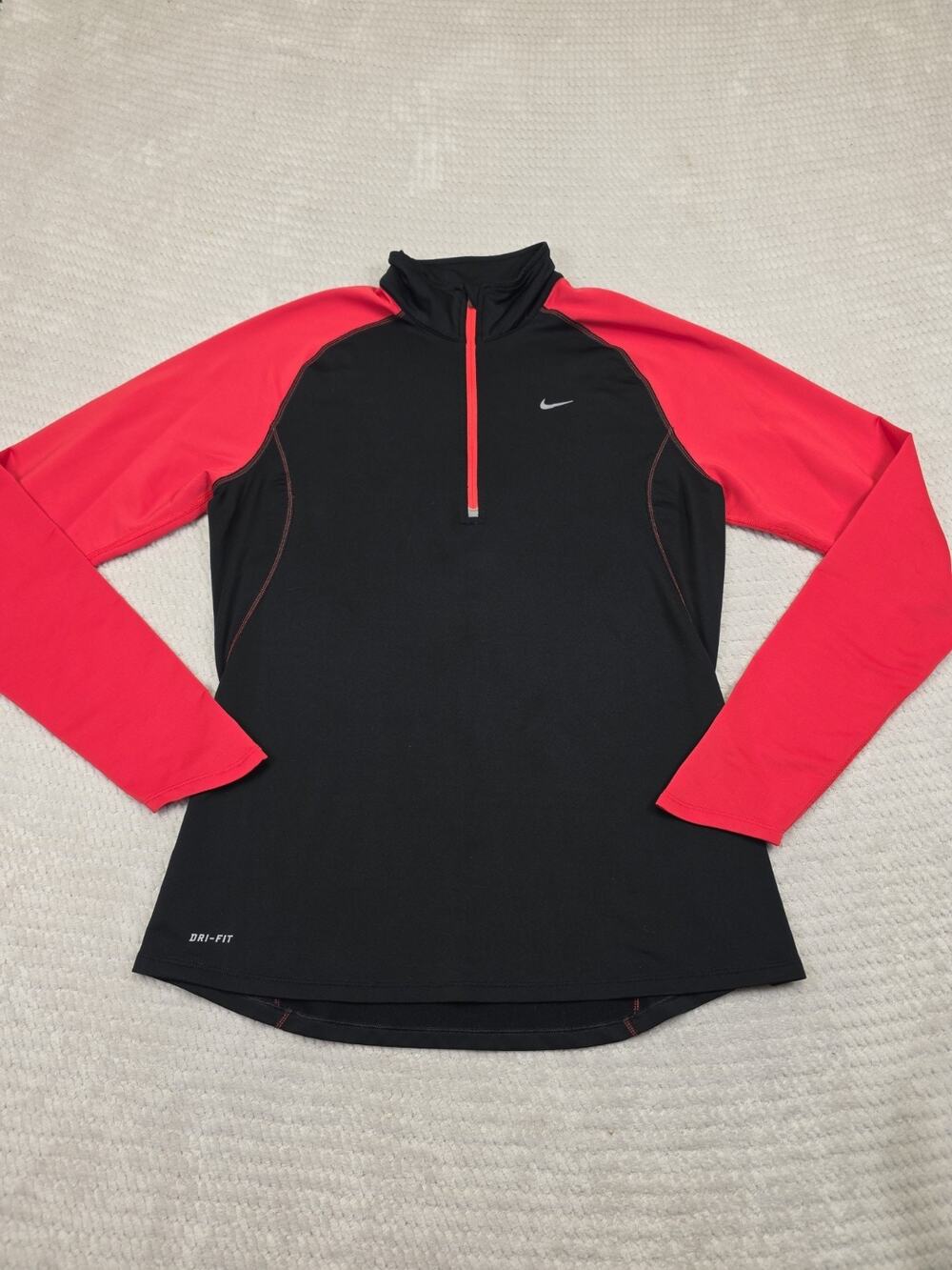 Nike Shirt Womens Large Nike Running Pullover Quarter Zip Red & Black